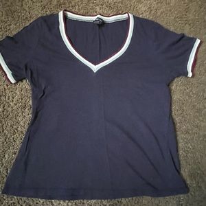 Dark blue low-cut shirt